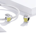 Accessori per collana braccialetto fai-da-te con perline per boccale di birra in argento sterling S925, Beer Mug