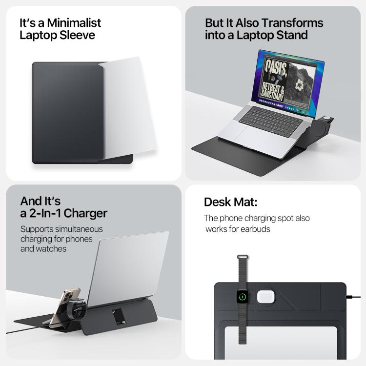 DUX DUCIS AirQ Series Multifunctional Wireless Charging Laptop Sleeve, For 13.6-14.2 inch, For 15-16 inch