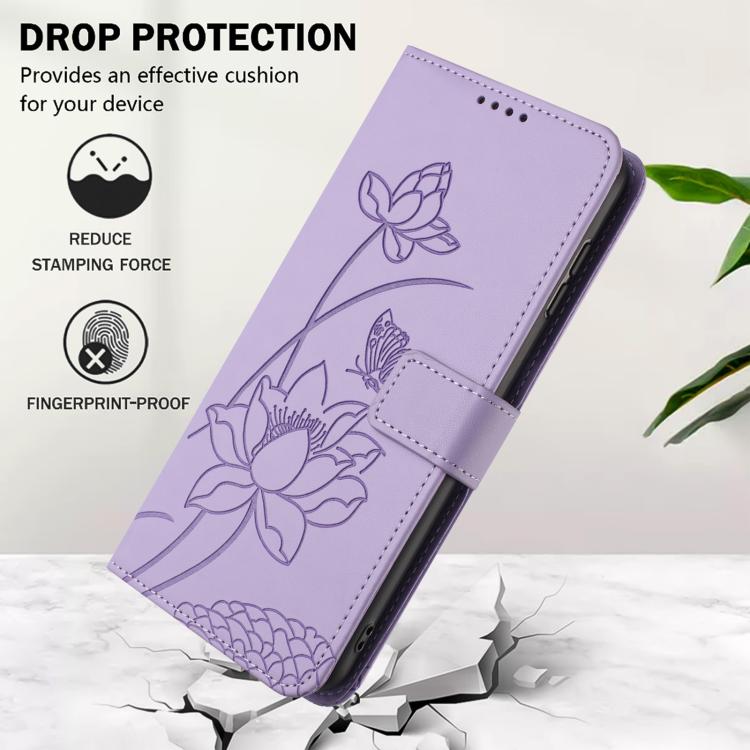 Custodia per telefono in pelle con motivo loto in rilievo e cordino., For Samsung Galaxy S25 FE 5G, For Samsung Galaxy S25 Edge 5G, For Samsung Galaxy S25 / S24 5G, For Samsung Galaxy S25+ / S24+ 5G