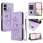 Custodia per telefono in pelle con motivo loto in rilievo e cordino., For Samsung Galaxy S25 FE 5G, For Samsung Galaxy S25 Edge 5G, For Samsung Galaxy S25 / S24 5G, For Samsung Galaxy S25+ / S24+ 5G