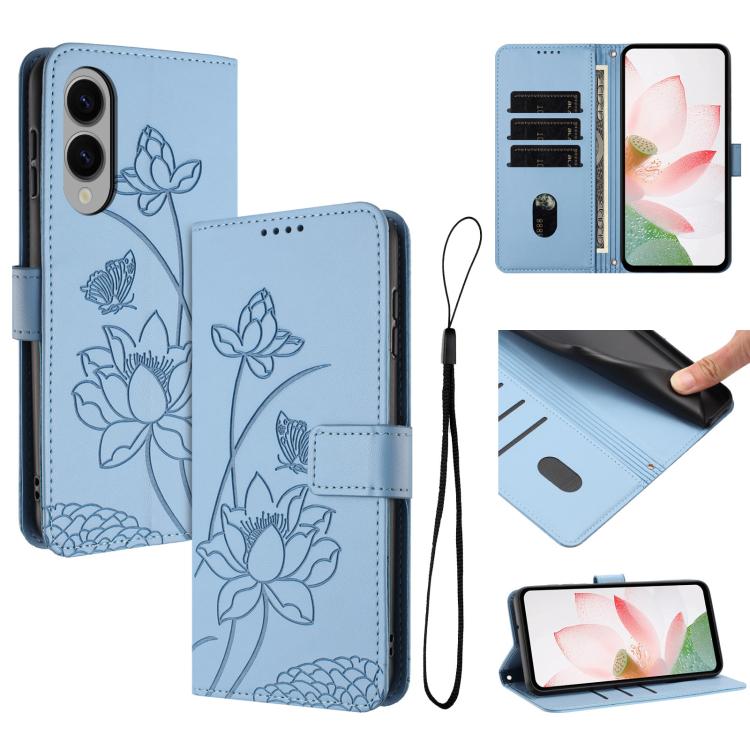 Custodia per telefono in pelle con motivo loto in rilievo e cordino., For Samsung Galaxy S25 FE 5G, For Samsung Galaxy S25 Edge 5G, For Samsung Galaxy S25 / S24 5G, For Samsung Galaxy S25+ / S24+ 5G