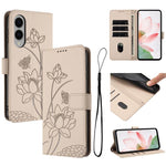 Custodia per telefono in pelle con motivo loto in rilievo e cordino., For Samsung Galaxy S25 FE 5G, For Samsung Galaxy S25 Edge 5G, For Samsung Galaxy S25 / S24 5G, For Samsung Galaxy S25+ / S24+ 5G