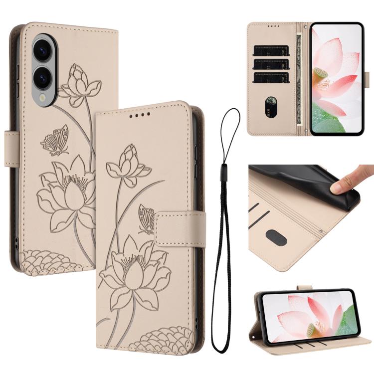 Custodia per telefono in pelle con motivo loto in rilievo e cordino., For Samsung Galaxy S25 FE 5G, For Samsung Galaxy S25 Edge 5G, For Samsung Galaxy S25 / S24 5G, For Samsung Galaxy S25+ / S24+ 5G