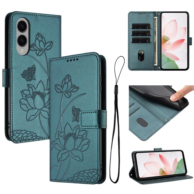 Custodia per telefono in pelle con motivo loto in rilievo e cordino., For Samsung Galaxy S25 FE 5G, For Samsung Galaxy S25 Edge 5G, For Samsung Galaxy S25 / S24 5G, For Samsung Galaxy S25+ / S24+ 5G