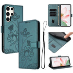 Custodia per telefono in pelle con motivo loto in rilievo e cordino., For Samsung Galaxy S25 Ultra 5G, For Samsung Galaxy S24 FE 5G, For Samsung Galaxy S24 Ultra 5G, For Samsung Galaxy S23 FE 5G