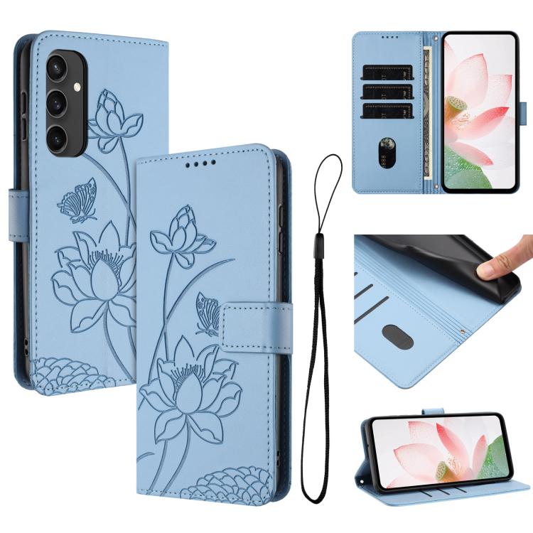 Custodia per telefono in pelle con motivo loto in rilievo e cordino., For Samsung Galaxy S25 Ultra 5G, For Samsung Galaxy S24 FE 5G, For Samsung Galaxy S24 Ultra 5G, For Samsung Galaxy S23 FE 5G