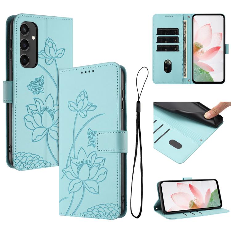 Custodia per telefono in pelle con motivo loto in rilievo e cordino., For Samsung Galaxy S25 Ultra 5G, For Samsung Galaxy S24 FE 5G, For Samsung Galaxy S24 Ultra 5G, For Samsung Galaxy S23 FE 5G