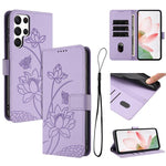 Custodia per telefono in pelle con motivo loto in rilievo e cordino., For Samsung Galaxy S23 Ultra 5G, For Samsung Galaxy S23+ 5G, For Samsung Galaxy S23 5G, For Samsung Galaxy S20 FE