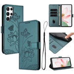 Custodia per telefono in pelle con motivo loto in rilievo e cordino., For Samsung Galaxy S23 Ultra 5G, For Samsung Galaxy S23+ 5G, For Samsung Galaxy S23 5G, For Samsung Galaxy S20 FE