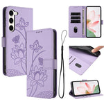 Custodia per telefono in pelle con motivo loto in rilievo e cordino., For Samsung Galaxy S23 Ultra 5G, For Samsung Galaxy S23+ 5G, For Samsung Galaxy S23 5G, For Samsung Galaxy S20 FE