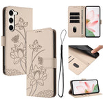Custodia per telefono in pelle con motivo loto in rilievo e cordino., For Samsung Galaxy S23 Ultra 5G, For Samsung Galaxy S23+ 5G, For Samsung Galaxy S23 5G, For Samsung Galaxy S20 FE