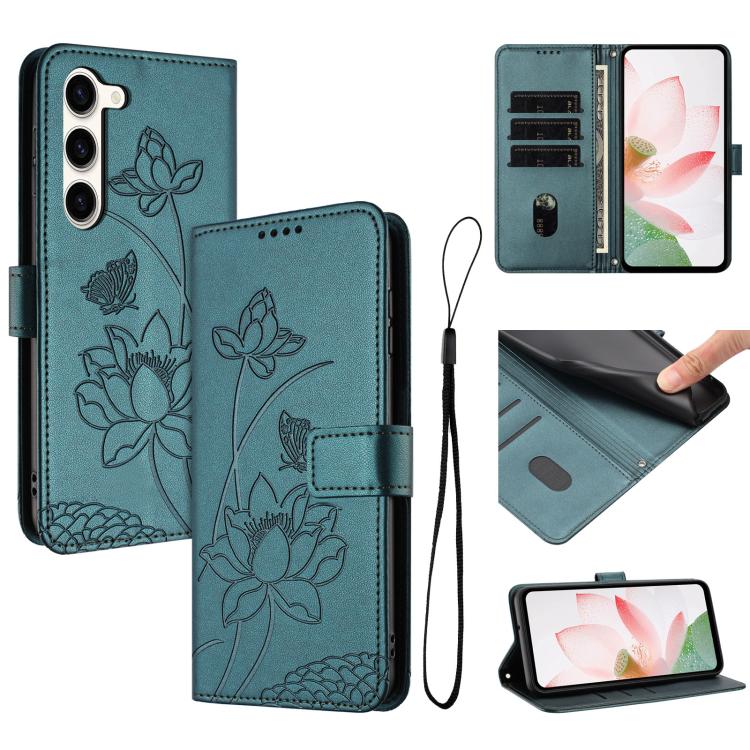 Custodia per telefono in pelle con motivo loto in rilievo e cordino., For Samsung Galaxy S23 Ultra 5G, For Samsung Galaxy S23+ 5G, For Samsung Galaxy S23 5G, For Samsung Galaxy S20 FE