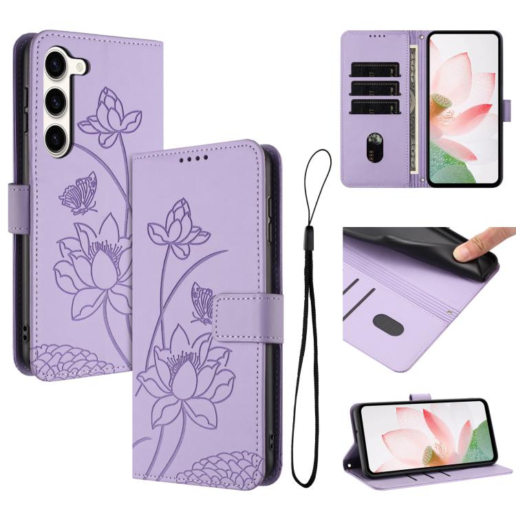 Custodia per telefono in pelle con motivo loto in rilievo e cordino., For Samsung Galaxy S23 Ultra 5G, For Samsung Galaxy S23+ 5G, For Samsung Galaxy S23 5G, For Samsung Galaxy S20 FE