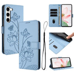 Custodia per telefono in pelle con motivo loto in rilievo e cordino., For Samsung Galaxy S23 Ultra 5G, For Samsung Galaxy S23+ 5G, For Samsung Galaxy S23 5G, For Samsung Galaxy S20 FE
