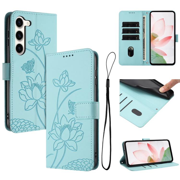 Custodia per telefono in pelle con motivo loto in rilievo e cordino., For Samsung Galaxy S23 Ultra 5G, For Samsung Galaxy S23+ 5G, For Samsung Galaxy S23 5G, For Samsung Galaxy S20 FE