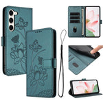 Custodia per telefono in pelle con motivo loto in rilievo e cordino., For Samsung Galaxy S23 Ultra 5G, For Samsung Galaxy S23+ 5G, For Samsung Galaxy S23 5G, For Samsung Galaxy S20 FE