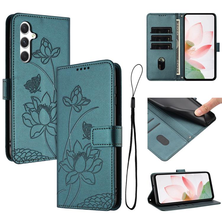 Custodia per telefono in pelle con motivo loto in rilievo e cordino., For Samsung Galaxy S25 Ultra 5G, For Samsung Galaxy S24 FE 5G, For Samsung Galaxy S24 Ultra 5G, For Samsung Galaxy S23 FE 5G