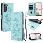 Custodia per telefono in pelle con motivo loto in rilievo e cordino., For Samsung Galaxy S21 5G, For Samsung Galaxy S21+ 5G, For Samsung Galaxy S21 Ultra 5G