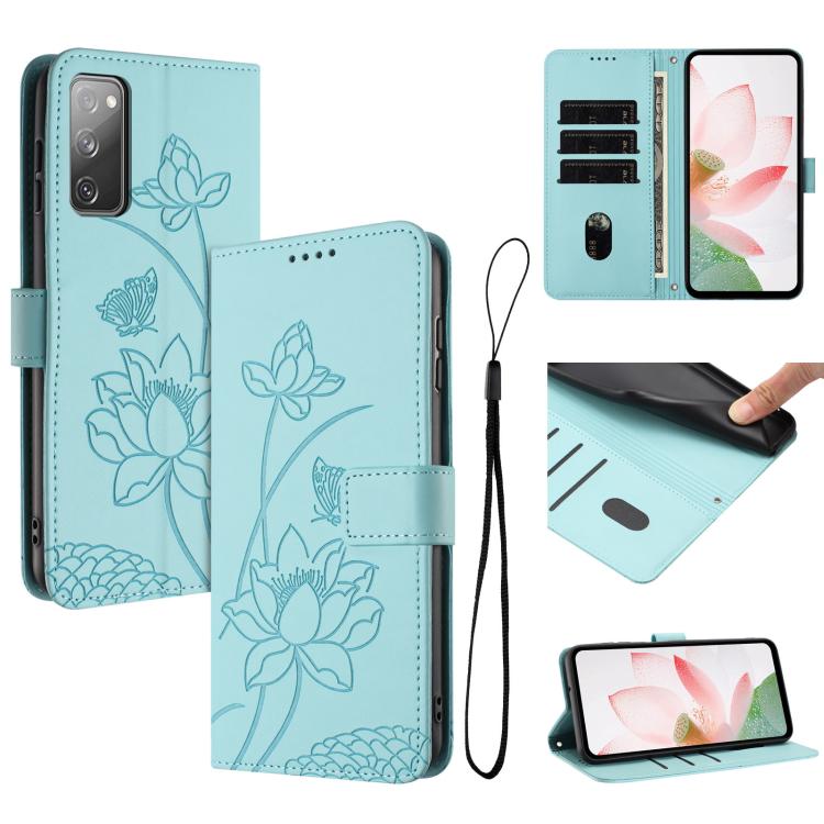 Custodia per telefono in pelle con motivo loto in rilievo e cordino., For Samsung Galaxy S23 Ultra 5G, For Samsung Galaxy S23+ 5G, For Samsung Galaxy S23 5G, For Samsung Galaxy S20 FE