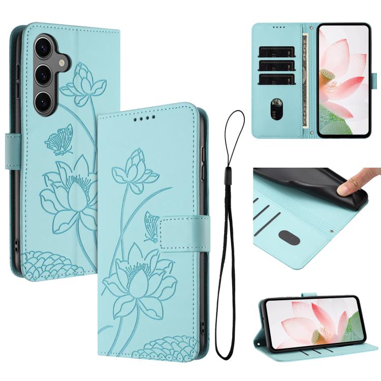 Custodia per telefono in pelle con motivo loto in rilievo e cordino., For Galaxy S26 FE 5G, For Samsung Galaxy S26+ 5G, For Samsung Galaxy S26 Ultra 5G, For Samsung Galaxy S26 5G