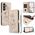 Custodia per telefono in pelle con motivo loto in rilievo e cordino., For Galaxy S26 FE 5G, For Samsung Galaxy S26+ 5G, For Samsung Galaxy S26 Ultra 5G, For Samsung Galaxy S26 5G