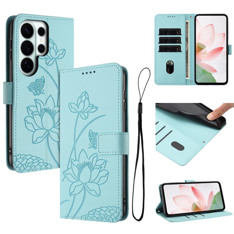 Custodia per telefono in pelle con motivo loto in rilievo e cordino., For Galaxy S26 FE 5G, For Samsung Galaxy S26+ 5G, For Samsung Galaxy S26 Ultra 5G, For Samsung Galaxy S26 5G