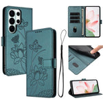 Custodia per telefono in pelle con motivo loto in rilievo e cordino., For Galaxy S26 FE 5G, For Samsung Galaxy S26+ 5G, For Samsung Galaxy S26 Ultra 5G, For Samsung Galaxy S26 5G