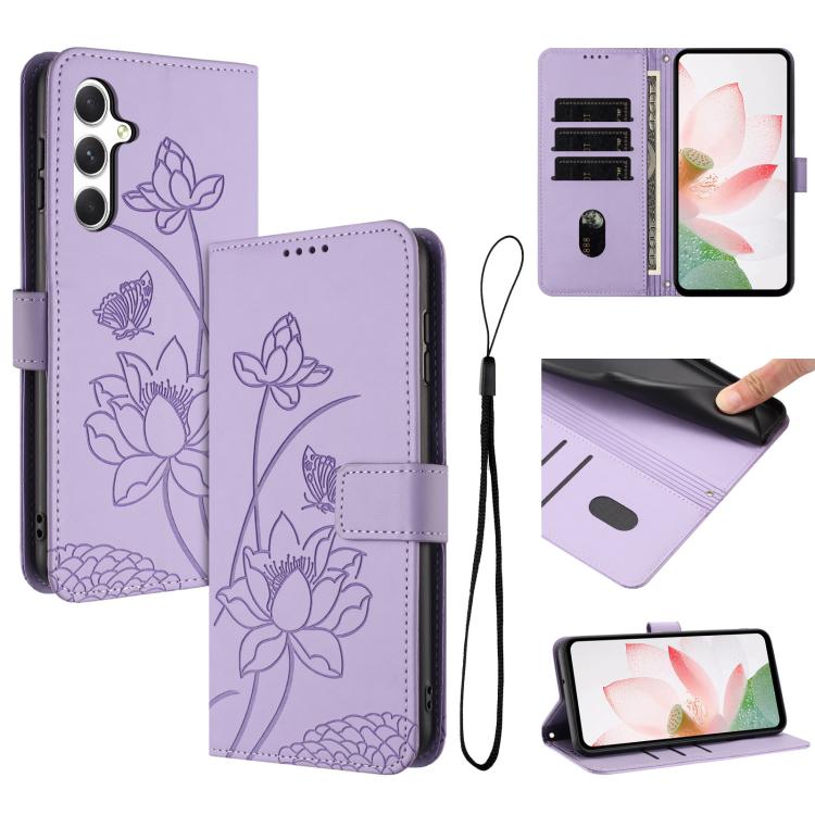 Custodia per telefono in pelle con motivo loto in rilievo e cordino., For Galaxy S26 FE 5G, For Samsung Galaxy S26+ 5G, For Samsung Galaxy S26 Ultra 5G, For Samsung Galaxy S26 5G