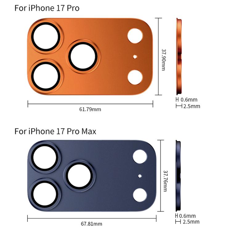 Pellicola anulare in metallo satinato a copertura totale per obiettivo fotografico XDcase Armor, For iPhone 17 Pro Max, For iPhone 17 Pro