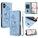 Custodia per telefono in pelle con motivo loto in rilievo e cordino., For Samsung Galaxy A05 / M05 / F05 4G, For Samsung Galaxy A05s  4G / F14 4G, For Samsung Galaxy M35 5G, For Samsung Galaxy M55 5G