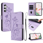 Custodia per telefono in pelle con motivo loto in rilievo e cordino., For Samsung Galaxy A05 / M05 / F05 4G, For Samsung Galaxy A05s  4G / F14 4G, For Samsung Galaxy M35 5G, For Samsung Galaxy M55 5G