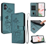 Custodia per telefono in pelle con motivo loto in rilievo e cordino., For Samsung Galaxy A57 5G, For Galaxy A27 5G, For Samsung Galaxy A17 / A26 / A16, For Samsung Galaxy A07 4G / A06 4G / 5G