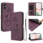 Custodia per telefono in pelle con motivo loto in rilievo e cordino., For Samsung Galaxy A57 5G, For Galaxy A27 5G, For Samsung Galaxy A17 / A26 / A16, For Samsung Galaxy A07 4G / A06 4G / 5G