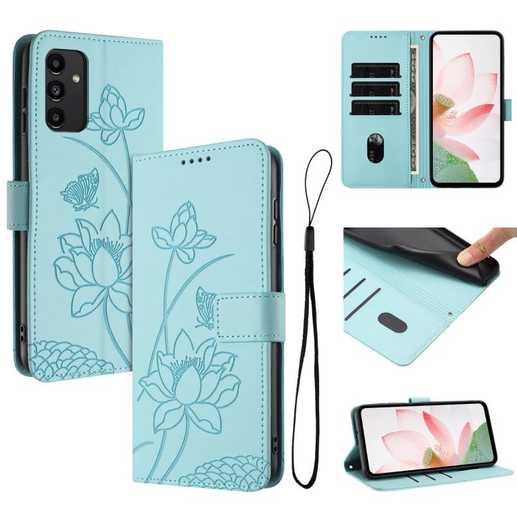 Custodia per telefono in pelle con motivo loto in rilievo e cordino., For Samsung Galaxy A54 5G, For Samsung Galaxy A13 4G / 5G, For Samsung Galaxy Xcover 6 Pro, For Samsung Galaxy A53 5G