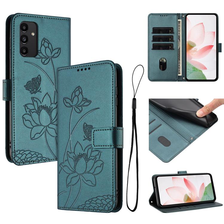 Custodia per telefono in pelle con motivo loto in rilievo e cordino., For Samsung Galaxy A54 5G, For Samsung Galaxy A13 4G / 5G, For Samsung Galaxy Xcover 6 Pro, For Samsung Galaxy A53 5G