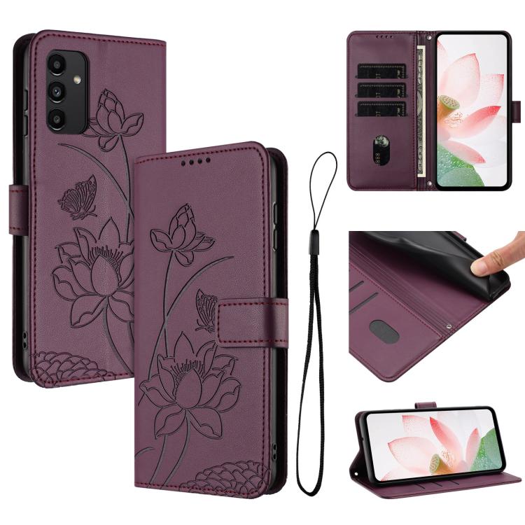 Custodia per telefono in pelle con motivo loto in rilievo e cordino., For Samsung Galaxy A54 5G, For Samsung Galaxy A13 4G / 5G, For Samsung Galaxy Xcover 6 Pro, For Samsung Galaxy A53 5G