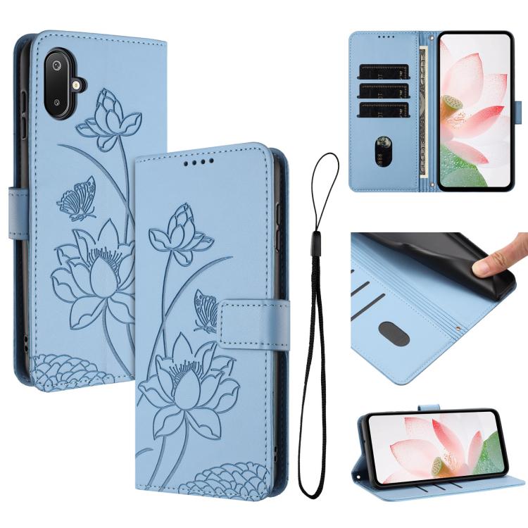 Custodia per telefono in pelle con motivo loto in rilievo e cordino., For Samsung Galaxy A56 5G / M56 5G, For Samsung Galaxy F16 / M16 5G, For Samsung Galaxy F06 / M06 5G, For Samsung Galaxy A36 5G