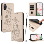 Custodia per telefono in pelle con motivo loto in rilievo e cordino., For Samsung Galaxy A56 5G / M56 5G, For Samsung Galaxy F16 / M16 5G, For Samsung Galaxy F06 / M06 5G, For Samsung Galaxy A36 5G