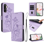 Custodia per telefono in pelle con motivo loto in rilievo e cordino., For Samsung Galaxy A56 5G / M56 5G, For Samsung Galaxy F16 / M16 5G, For Samsung Galaxy F06 / M06 5G, For Samsung Galaxy A36 5G