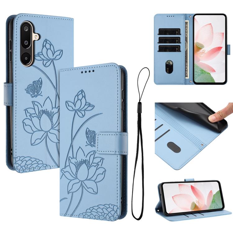 Custodia per telefono in pelle con motivo loto in rilievo e cordino., For Samsung Galaxy A56 5G / M56 5G, For Samsung Galaxy F16 / M16 5G, For Samsung Galaxy F06 / M06 5G, For Samsung Galaxy A36 5G
