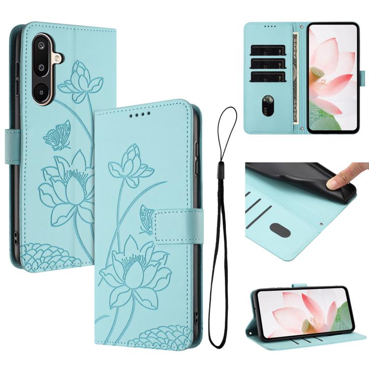 Custodia per telefono in pelle con motivo loto in rilievo e cordino., For Samsung Galaxy A56 5G / M56 5G, For Samsung Galaxy F16 / M16 5G, For Samsung Galaxy F06 / M06 5G, For Samsung Galaxy A36 5G