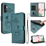 Custodia per telefono in pelle con motivo loto in rilievo e cordino., For Samsung Galaxy A56 5G / M56 5G, For Samsung Galaxy F16 / M16 5G, For Samsung Galaxy F06 / M06 5G, For Samsung Galaxy A36 5G