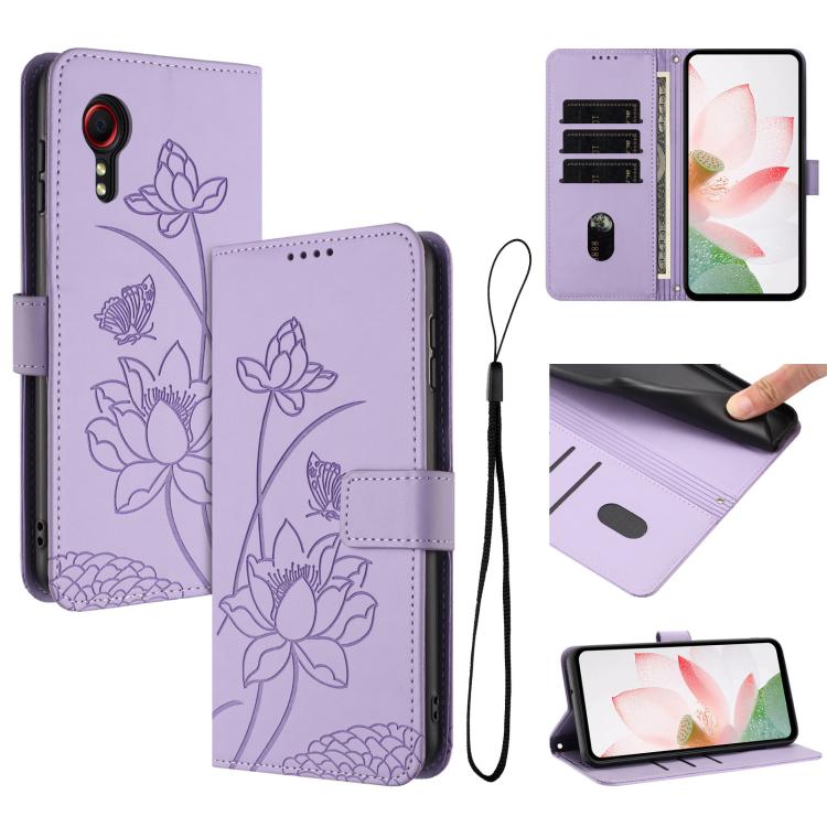 Custodia per telefono in pelle con motivo loto in rilievo e cordino., For Samsung Galaxy M15 / F15 5G, For Samsung Galaxy Xcover 7, For Samsung Galaxy A15 4G / 5G, For Samsung Galaxy A55 5G