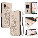 Custodia per telefono in pelle con motivo loto in rilievo e cordino., For Samsung Galaxy M15 / F15 5G, For Samsung Galaxy Xcover 7, For Samsung Galaxy A15 4G / 5G, For Samsung Galaxy A55 5G