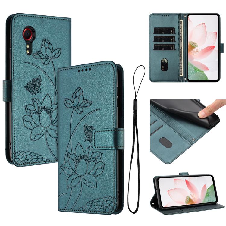 Custodia per telefono in pelle con motivo loto in rilievo e cordino., For Samsung Galaxy M15 / F15 5G, For Samsung Galaxy Xcover 7, For Samsung Galaxy A15 4G / 5G, For Samsung Galaxy A55 5G