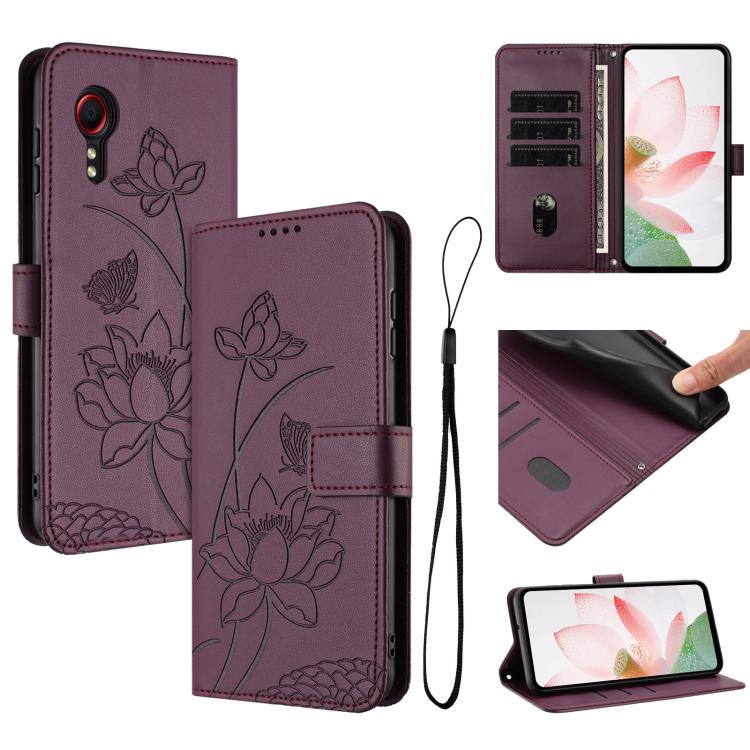 Custodia per telefono in pelle con motivo loto in rilievo e cordino., For Samsung Galaxy M15 / F15 5G, For Samsung Galaxy Xcover 7, For Samsung Galaxy A15 4G / 5G, For Samsung Galaxy A55 5G