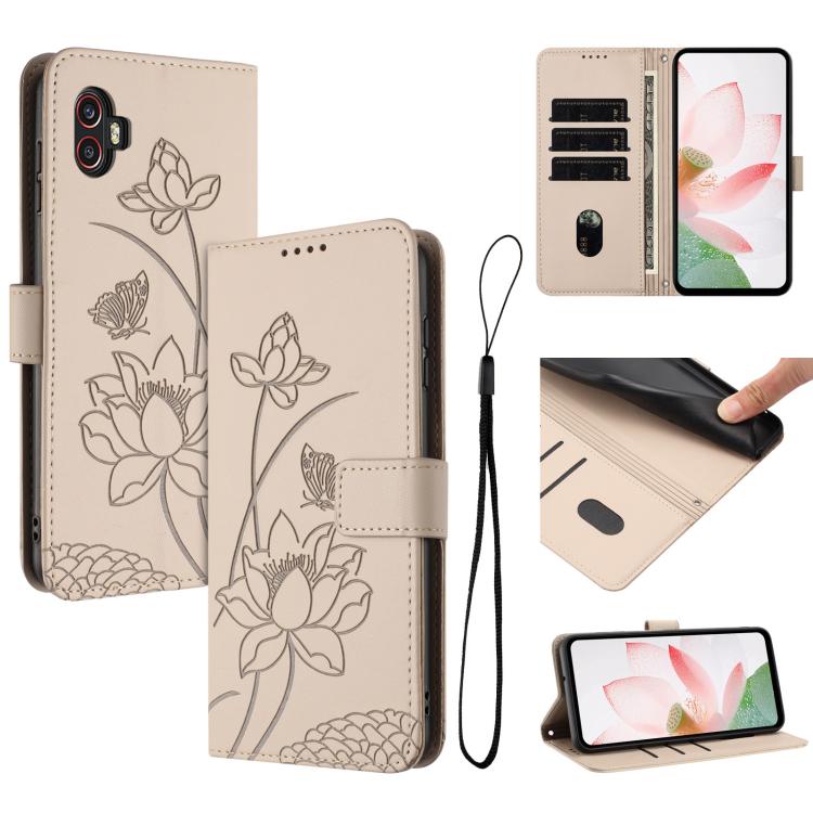 Custodia per telefono in pelle con motivo loto in rilievo e cordino., For Samsung Galaxy A54 5G, For Samsung Galaxy A13 4G / 5G, For Samsung Galaxy Xcover 6 Pro, For Samsung Galaxy A53 5G