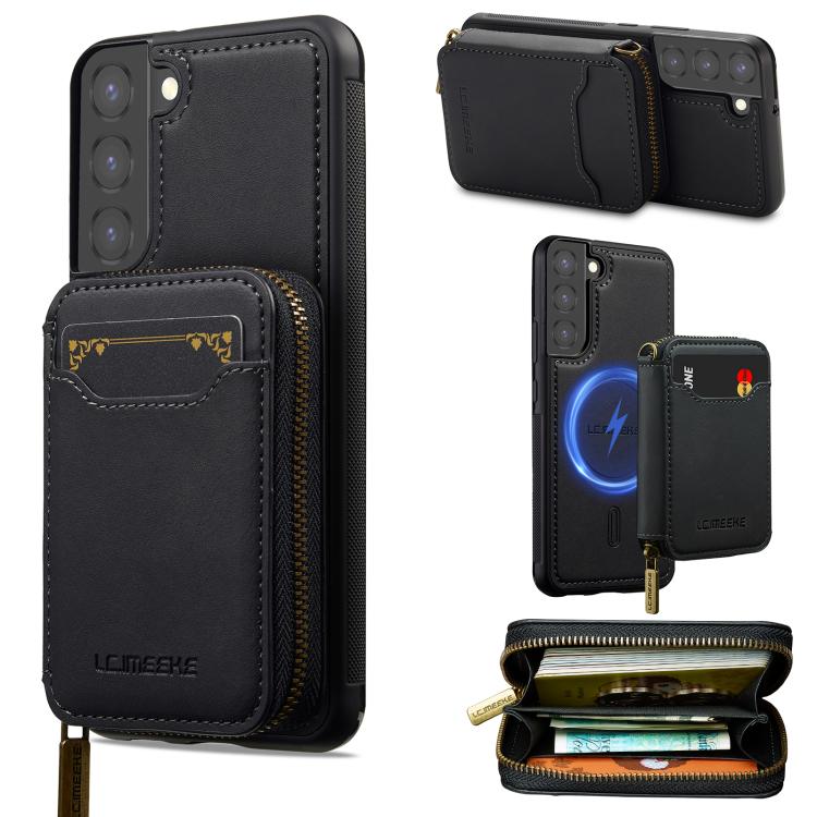 LC.IMEEKE Serie L6 Portafoglio con cerniera per carte Custodia magnetica MagSafe per telefono, For Samsung Galaxy S25 Edge 5G, For Samsung Galaxy S25 Ultra 5G, For Samsung Galaxy S22+ 5G, For Samsung Galaxy S20 FE 5G