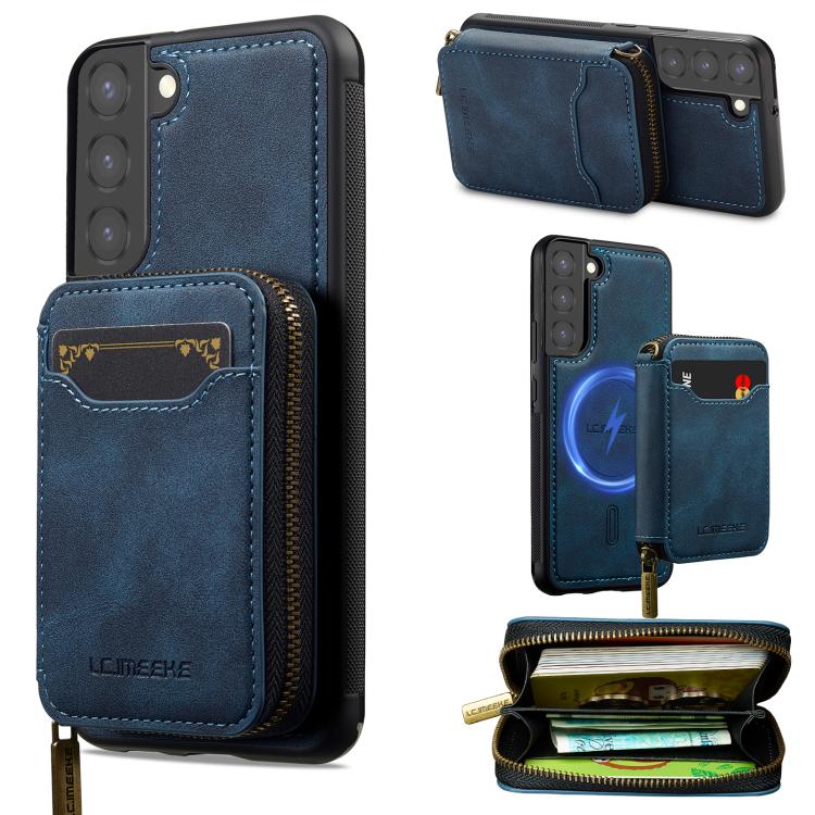 LC.IMEEKE Serie L6 Portafoglio con cerniera per carte Custodia magnetica MagSafe per telefono, For Samsung Galaxy S25 Edge 5G, For Samsung Galaxy S25 Ultra 5G, For Samsung Galaxy S22+ 5G, For Samsung Galaxy S20 FE 5G