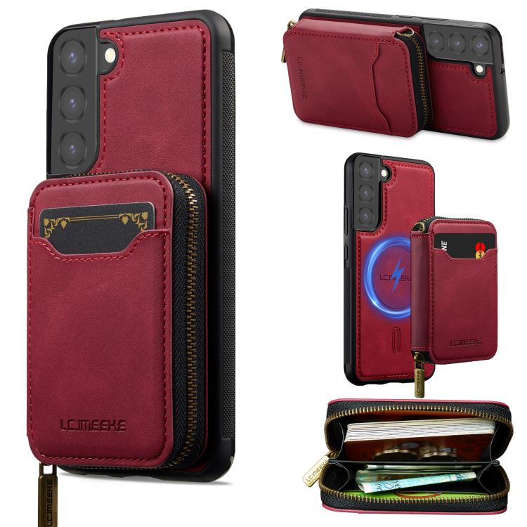 LC.IMEEKE Serie L6 Portafoglio con cerniera per carte Custodia magnetica MagSafe per telefono, For Samsung Galaxy S25 Edge 5G, For Samsung Galaxy S25 Ultra 5G, For Samsung Galaxy S22+ 5G, For Samsung Galaxy S20 FE 5G